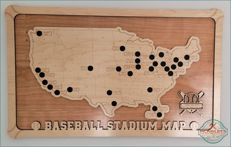 Baseball Stadium Tracker - Cherry / Maple - Home & Garden