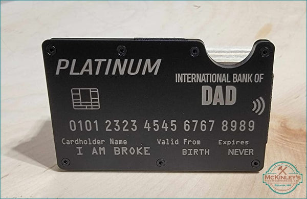 Engraved Aluminum Minimalist Wallet - Black / Bank of Dad