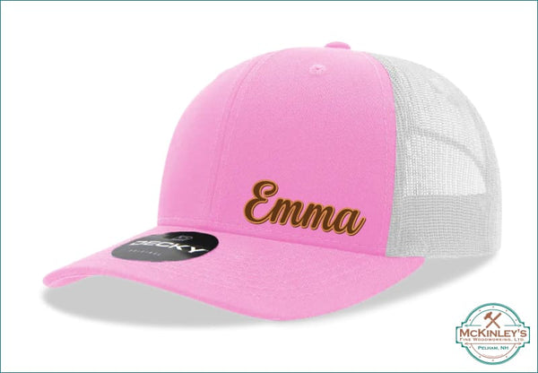 Kids Size Custom Patch Trucker Hats - Pink with White Back