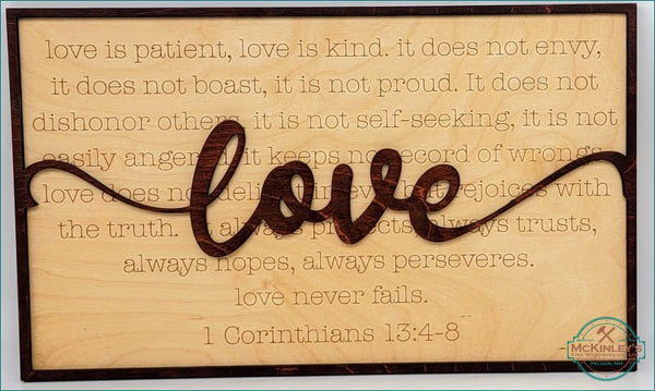 1 Corinthians 13 Love is Patient Love is Kind Sign - Decor