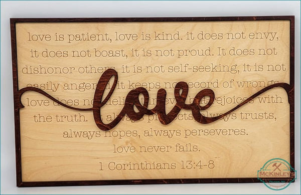 1 Corinthians 13 Love is Patient Love is Kind Sign - Decor
