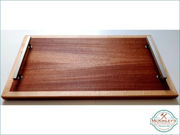 Large Serving Tray - Bookmatched Mohogany with Curly Maple 