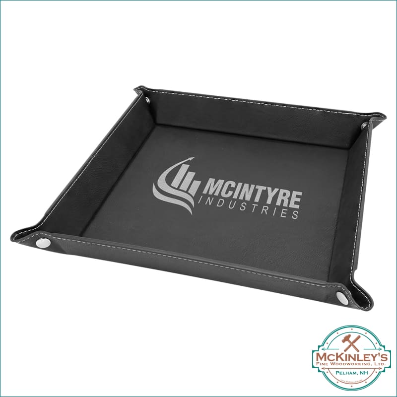 Leatherette Snap Up Tray with Snaps - Black with Silver 