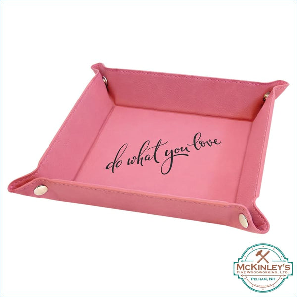 Leatherette Snap Up Tray with Snaps - Pink with Black 
