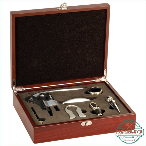 Personalized 5-Piece Wine Tool Gift Set With Rosewood Finish