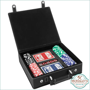 Personalized Leatherette 100 Chip Poker Set - Black with 