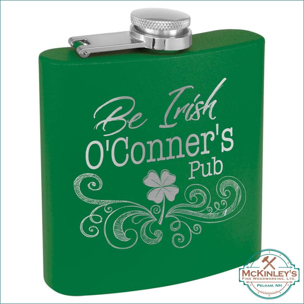 Personalized Stainless Steel Flask - Matte Green - Flasks