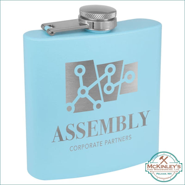 Personalized Stainless Steel Flask - Matte Light Blue - 