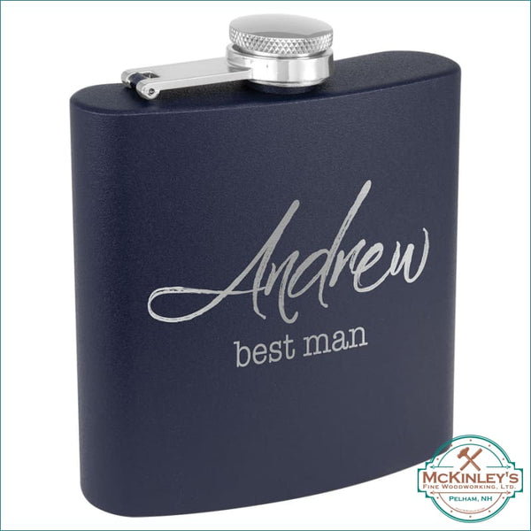 Personalized Stainless Steel Flask - Matte Navy Blue - 