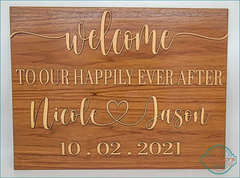 Personalized Wedding Welcome Sign - Walnut / Maple Wood / 