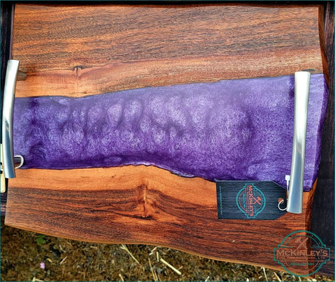 Resin Serving Trays - Patagonian Rosewood Live Edge / Purple