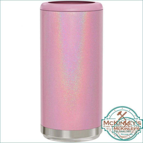 Personalized Skinny Can Cooler - Pink Magic Glitter / Split 